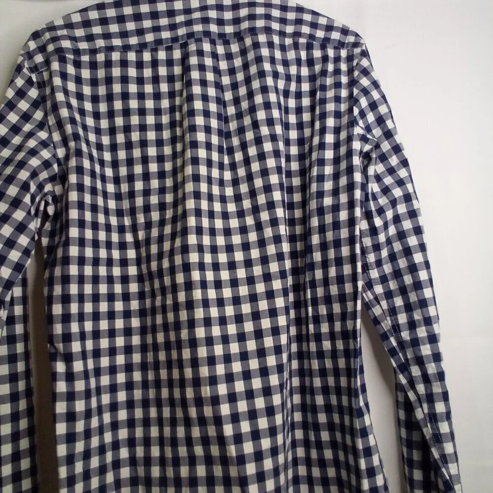 J Crew Shirt Men M Slim Button Down Long Sleeve Check Pattern Blue White